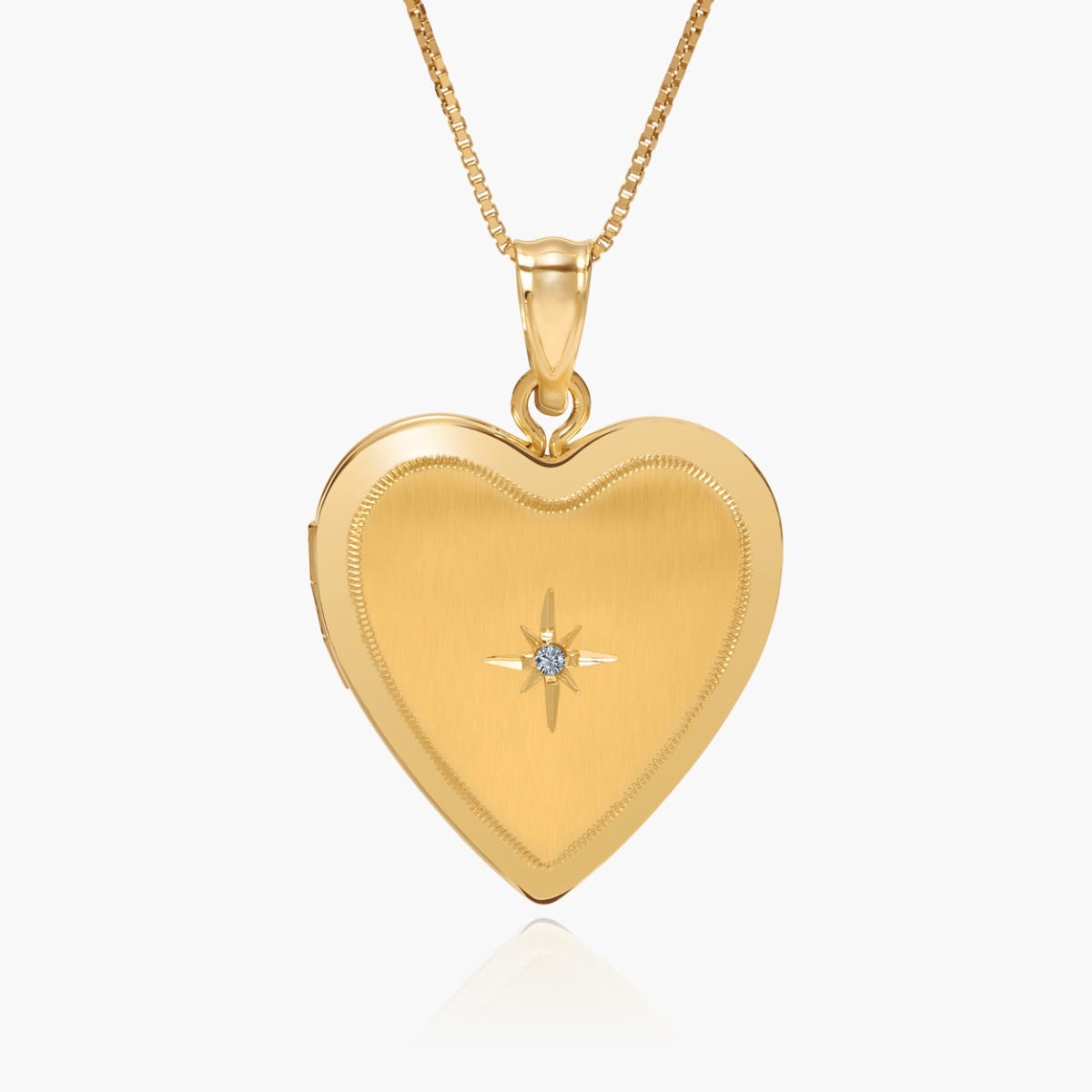 Solid 14K Heart Photo Locket With Genuine Diamond