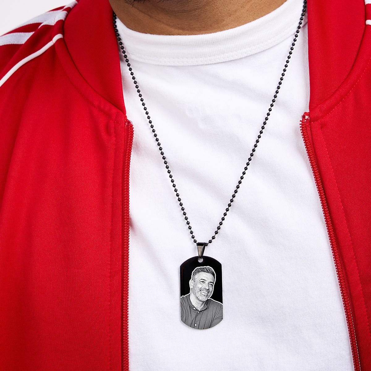 Black Stainless Steel Laser Photo Dog Tag