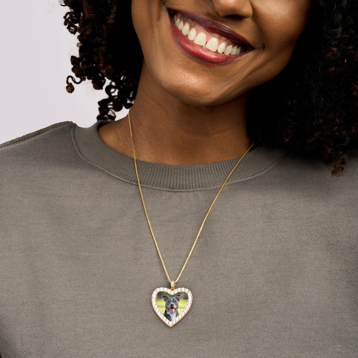 Diamond Photo Engraved Heart Pendant