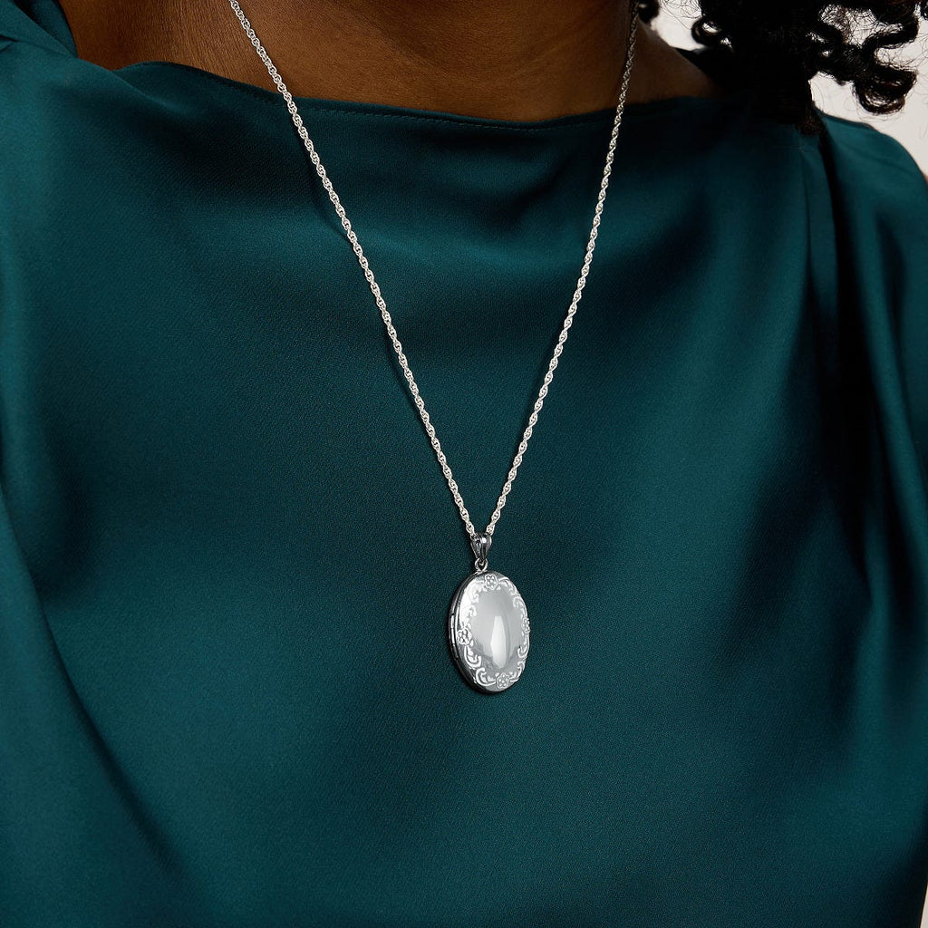 Floral Oval Photo Locket