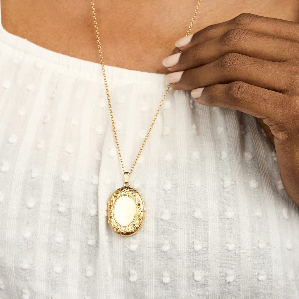 14K Gold Filled Oval 4 Photo Locket