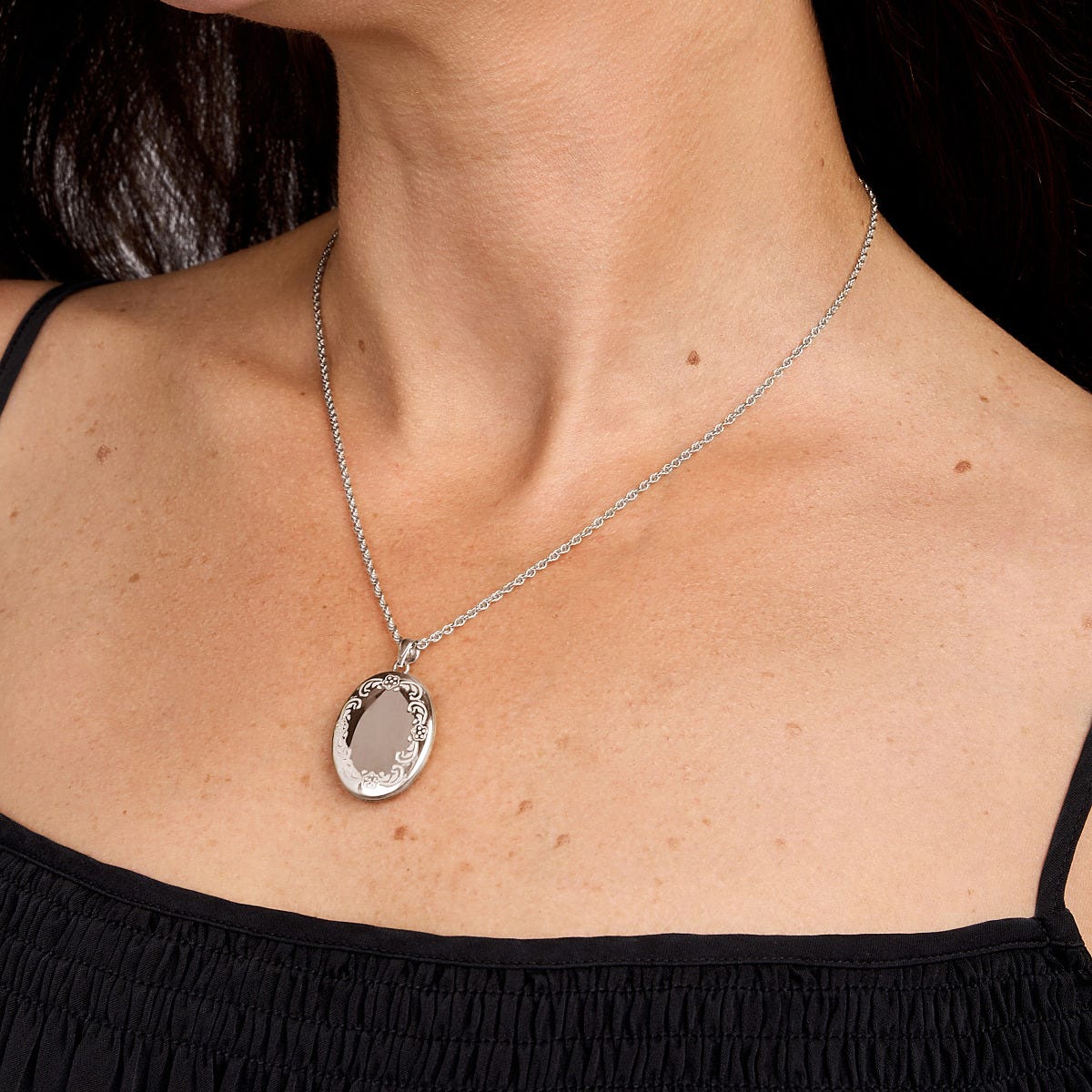 Floral Oval Photo Locket