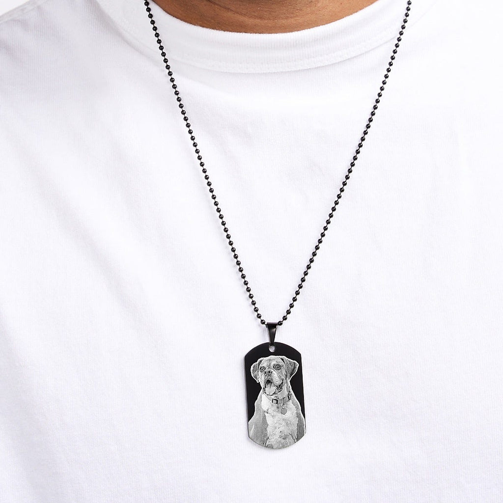 Black Stainless Steel Laser Photo Dog Tag