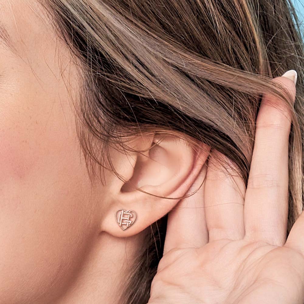 Heart-Shaped Monogram Overlapping Initial Earrings