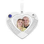 Heart Pendant with 2 Names and Birthstones