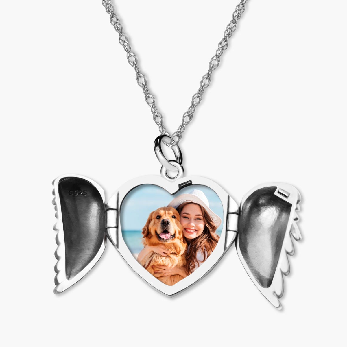 Angel Wing Heart Photo Locket