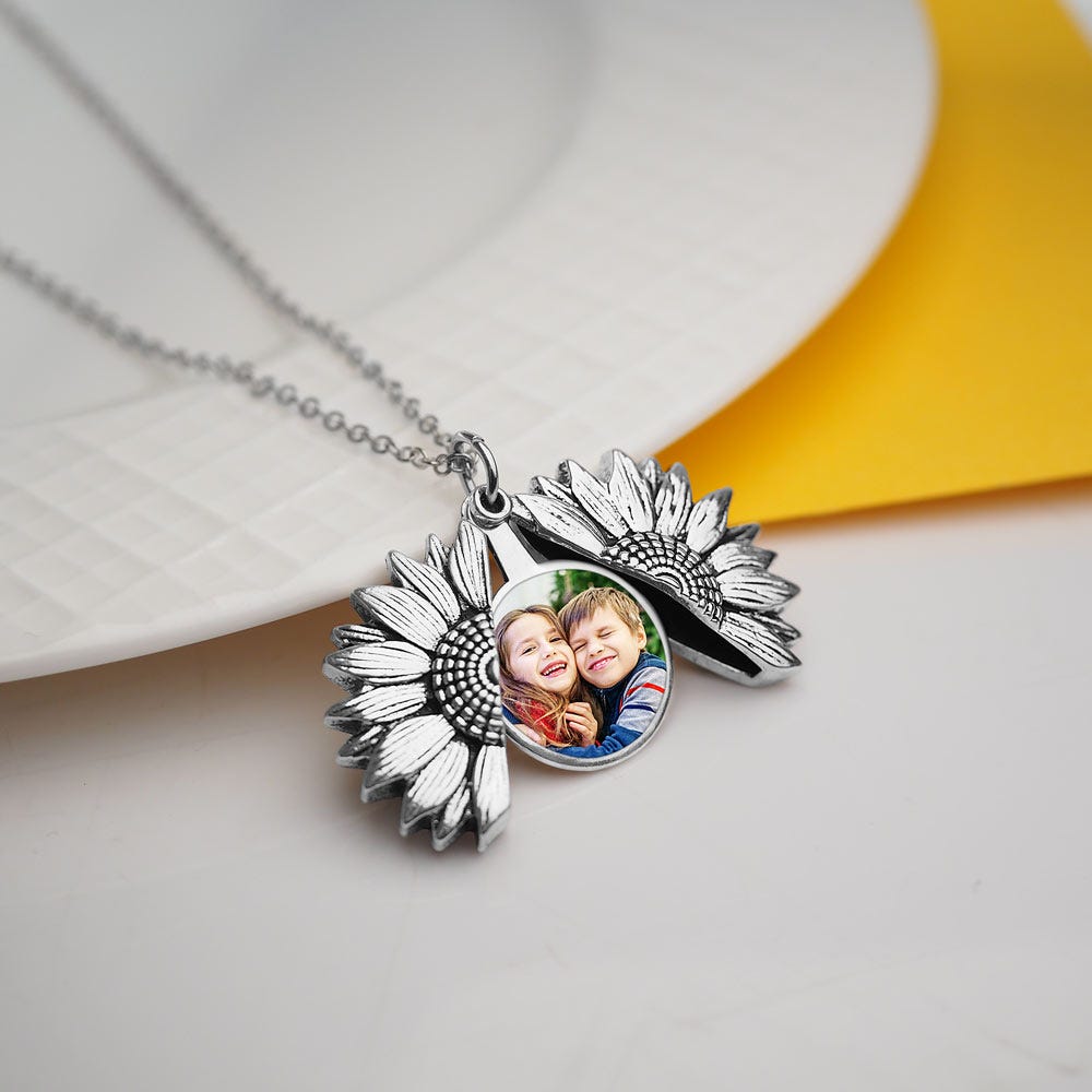 Exclusive Sunflower Photo Locket and Chain