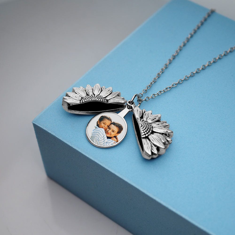Exclusive Sunflower Photo Locket and Chain