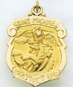 14K Saint Michael Badge Religious Medal