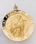 14K Gold Saint Francis Of Assisi Religious Medal