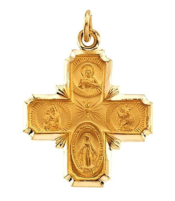 14K Gold 4 Way Cross Medal