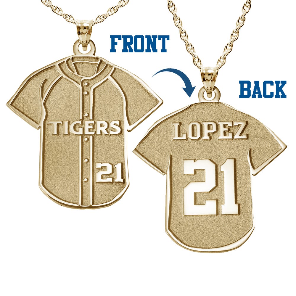 Baseball Jersey Charm or Pendant with Name & Number