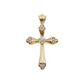 14K Yellow Gold Diamond Trefoil Cross Pendant