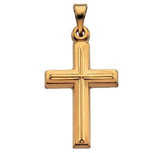 14K Gold Double-Frame Cross Pendant