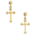 14K Gold Cross Earrings