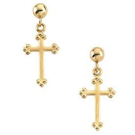 14K Gold Cross Earrings