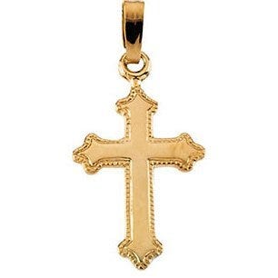 14K Yellow Gold Child's Milgrain-Edge Cross Pendant