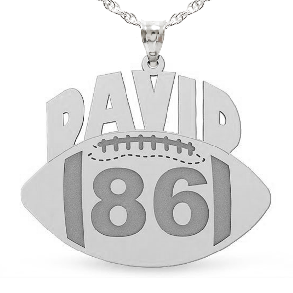 Custom Football Charm or Pendant with Name & Number