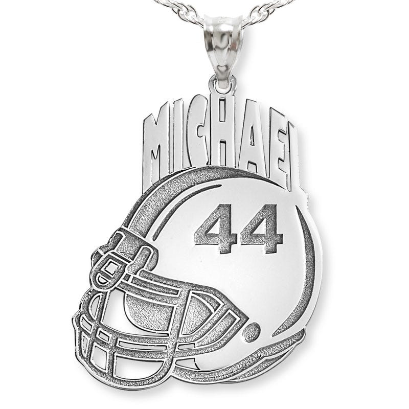 Custom Football Helmet Pendant with Name & Number