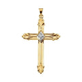 14K Gold Leaf-Tip Cross Pendant