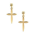 14K Yellow And White Gold Cross Earrings