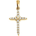 14K Yellow Gold Cross And Diamond Pendant