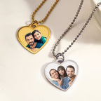 Stainless Steel Photo Engraved Heart Pendant with Chain