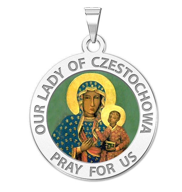 Our Lady Of The Czestochowa Round Religious Medal Color