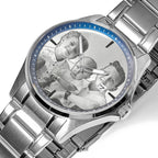 Men's Hologram Photo Stainless Watch Blue Dial