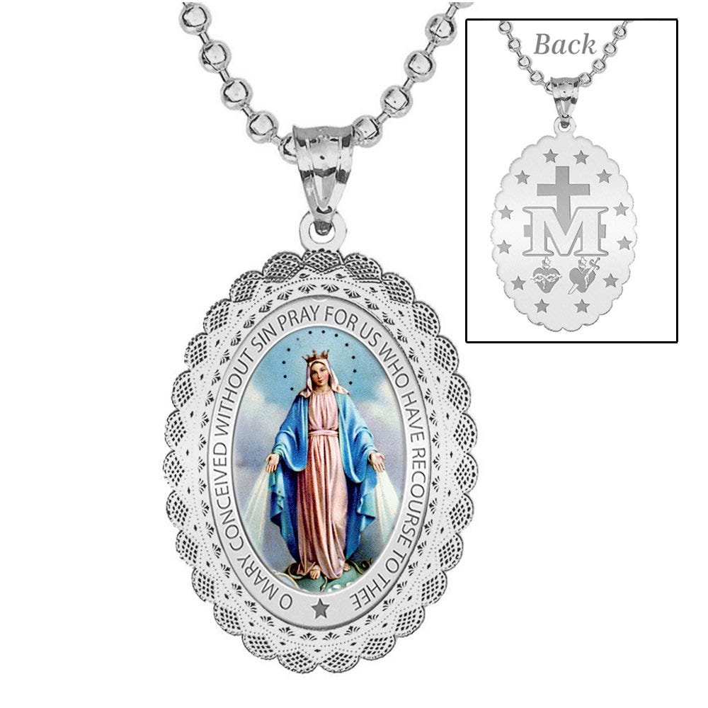 Miraculous Medal Doily Border Color Oval
