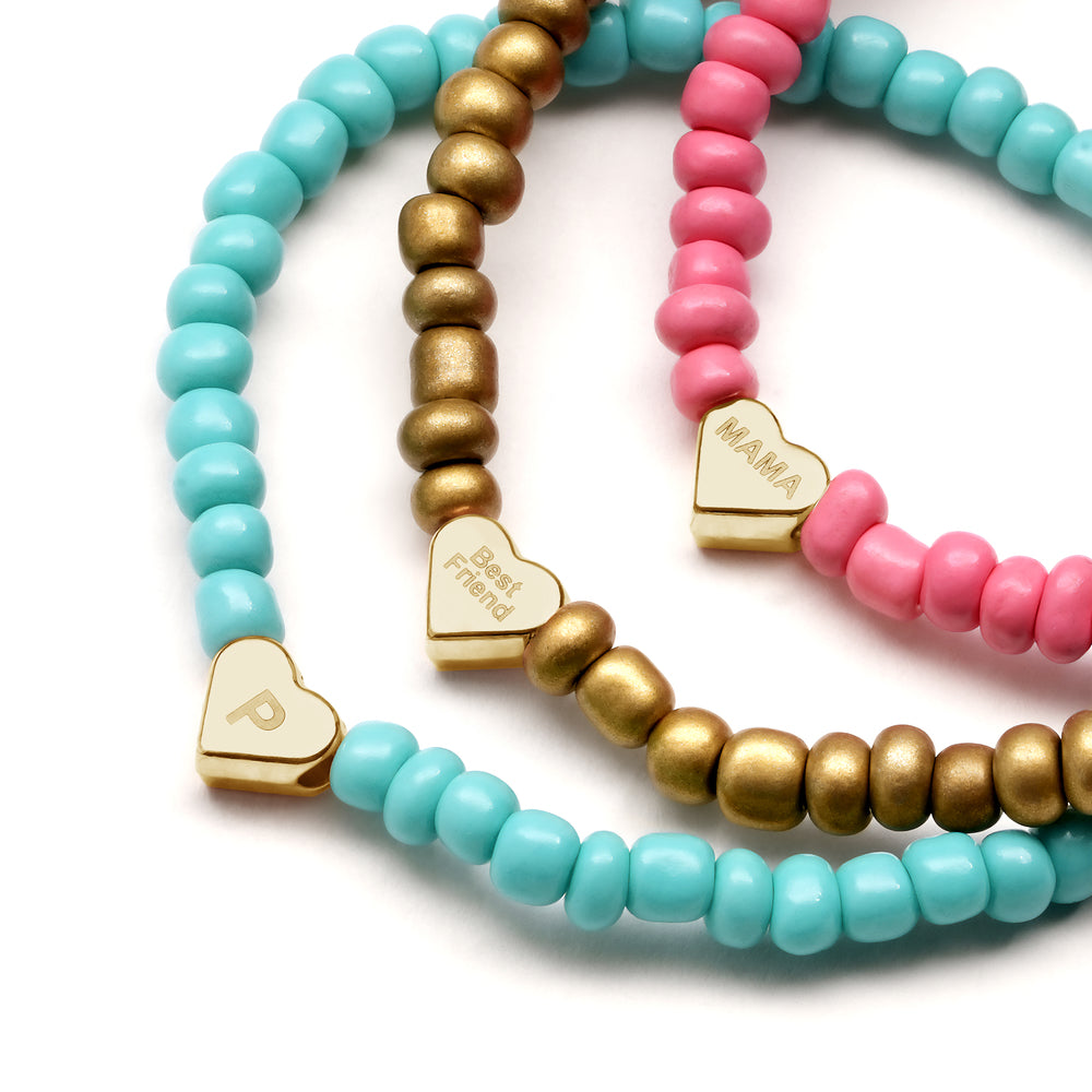 Colorful Heart Beaded Charm Bracelet