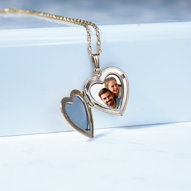 14K Gold Filled Small Cross Heart Photo Locket