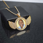 Photo Engraved Cubic Zirconia Angel Pendant