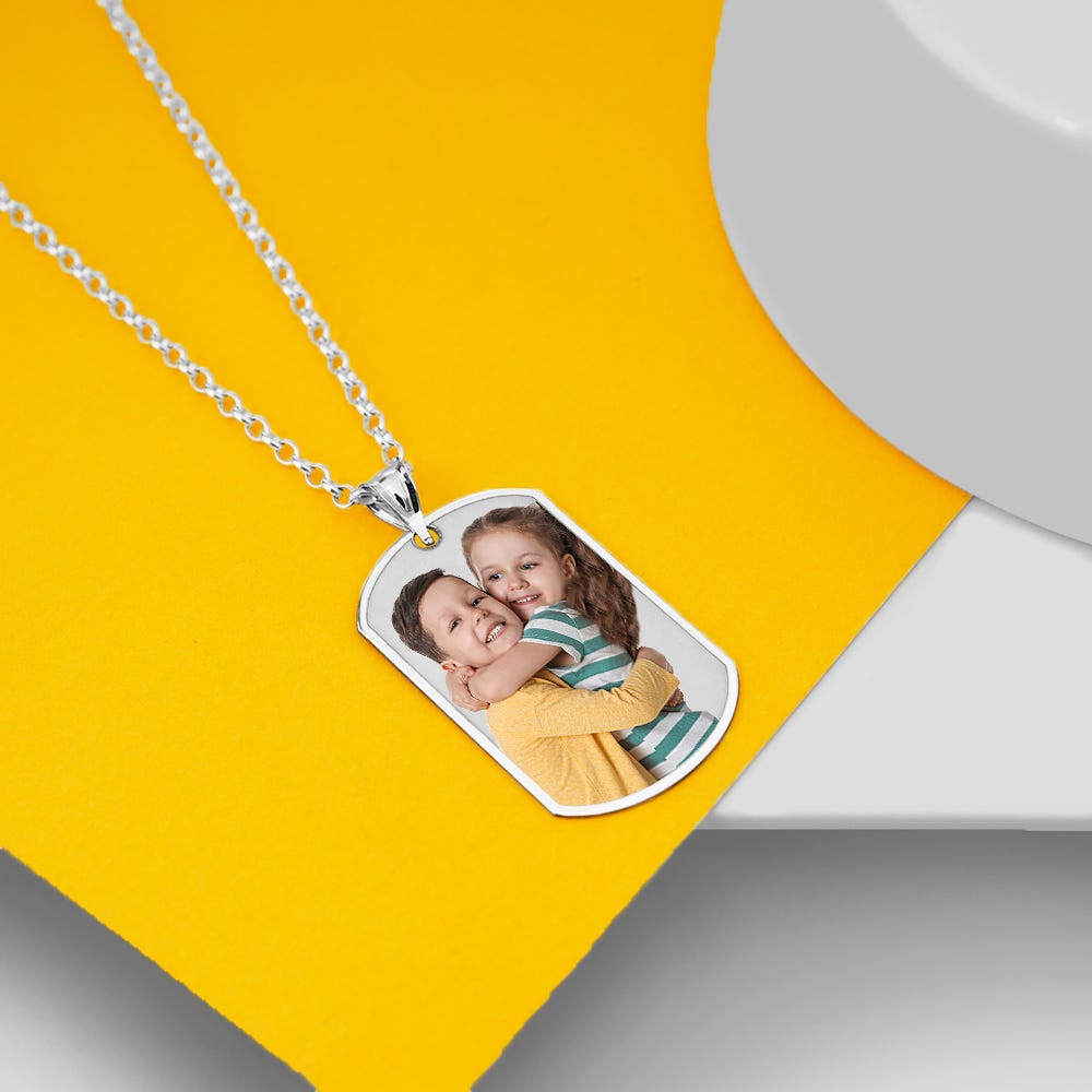 Photo Engraved Dog Tag With Border