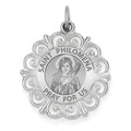 Saint Philomena Round Filigree Religious Medal