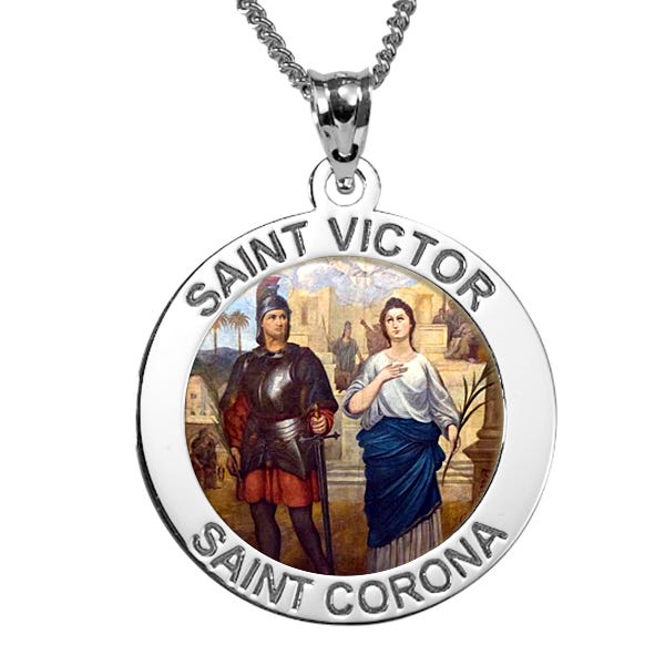Saint Victor and Saint Corona Color Religious Medal