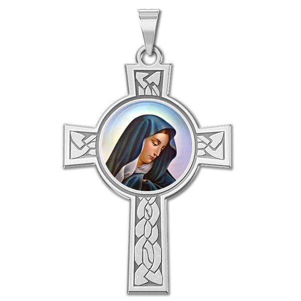 Our Lady Of Sorrows Cross Religious Medal "Color"
