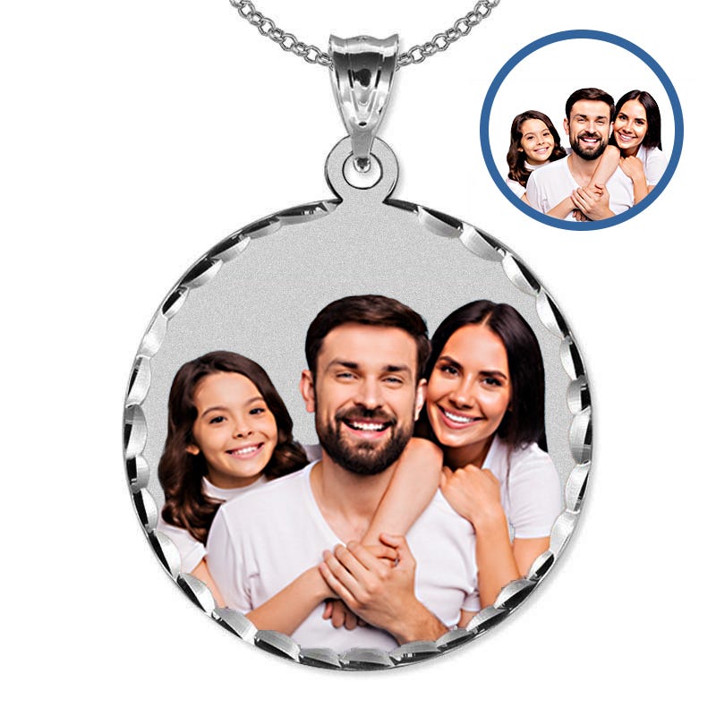 Xxl Round Pendant with Diamond Cut Edge Picture Pendant