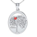 Personalized Family Tree Pendant with Name and Birthstone with 18 Inch Chain