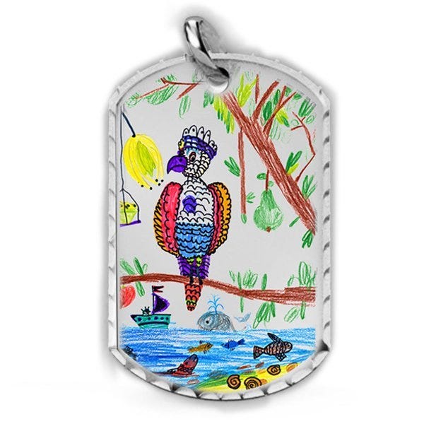 "Made By Me" Dog Tag Laser Engraved Pendant with 18 Inch Chain
