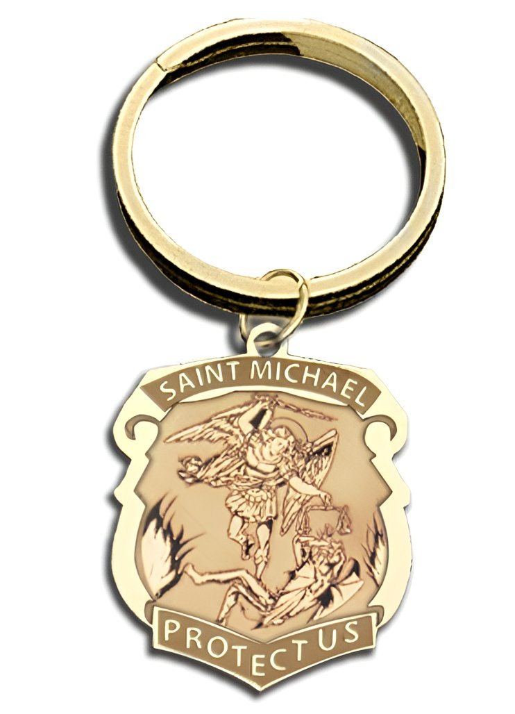 Saint Michael Badge Keychain