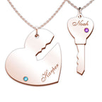 Couple's Engravable Key To My Heart Pendant Set
