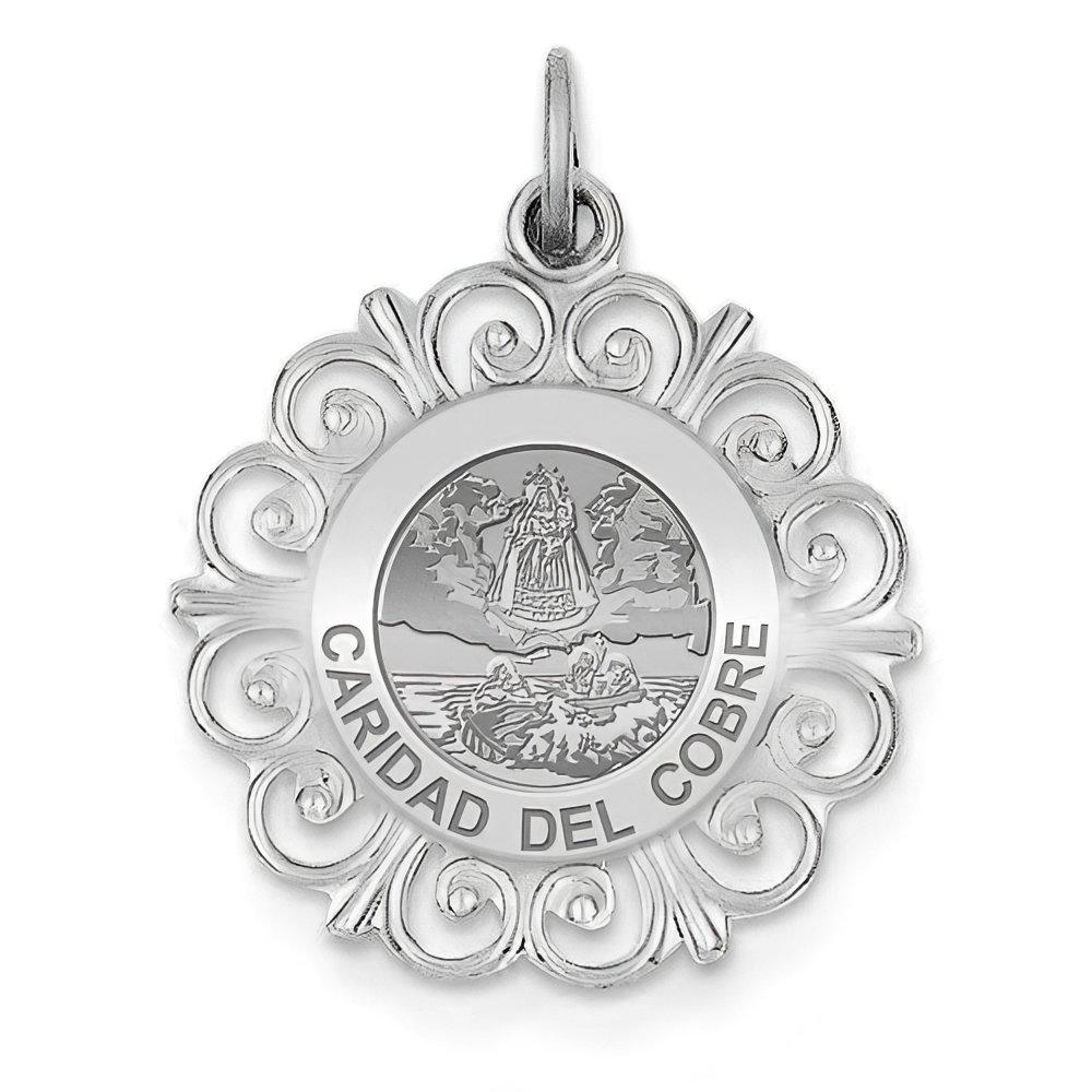 Caridad Del Cobre Round Filigree Religious Medal
