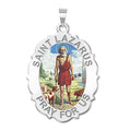 Saint Lazarus Scalloped Oval Color Religious Medal