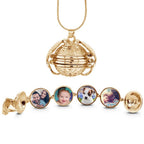 Antiqued Expandable 4 Photo Ball Locket With Chain