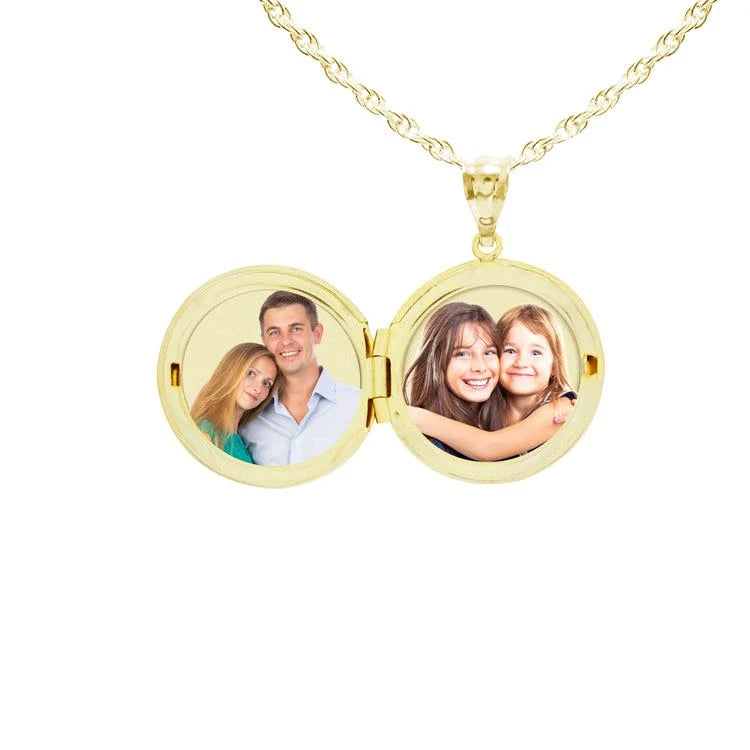 14K Gold Filled Floral Round Photo Locket