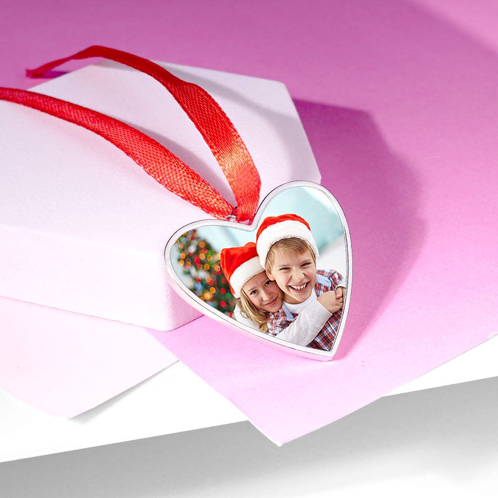 Stainless Steel Heart Photo Engraved Ornament