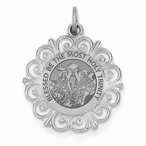 Holy Trinity Round Filigree Religious Medal