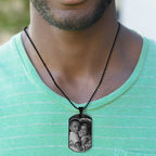 Black Stainless Steel Laser Photo Dog Tag
