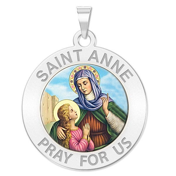 Saint Anne Round Religious Medal "Color"